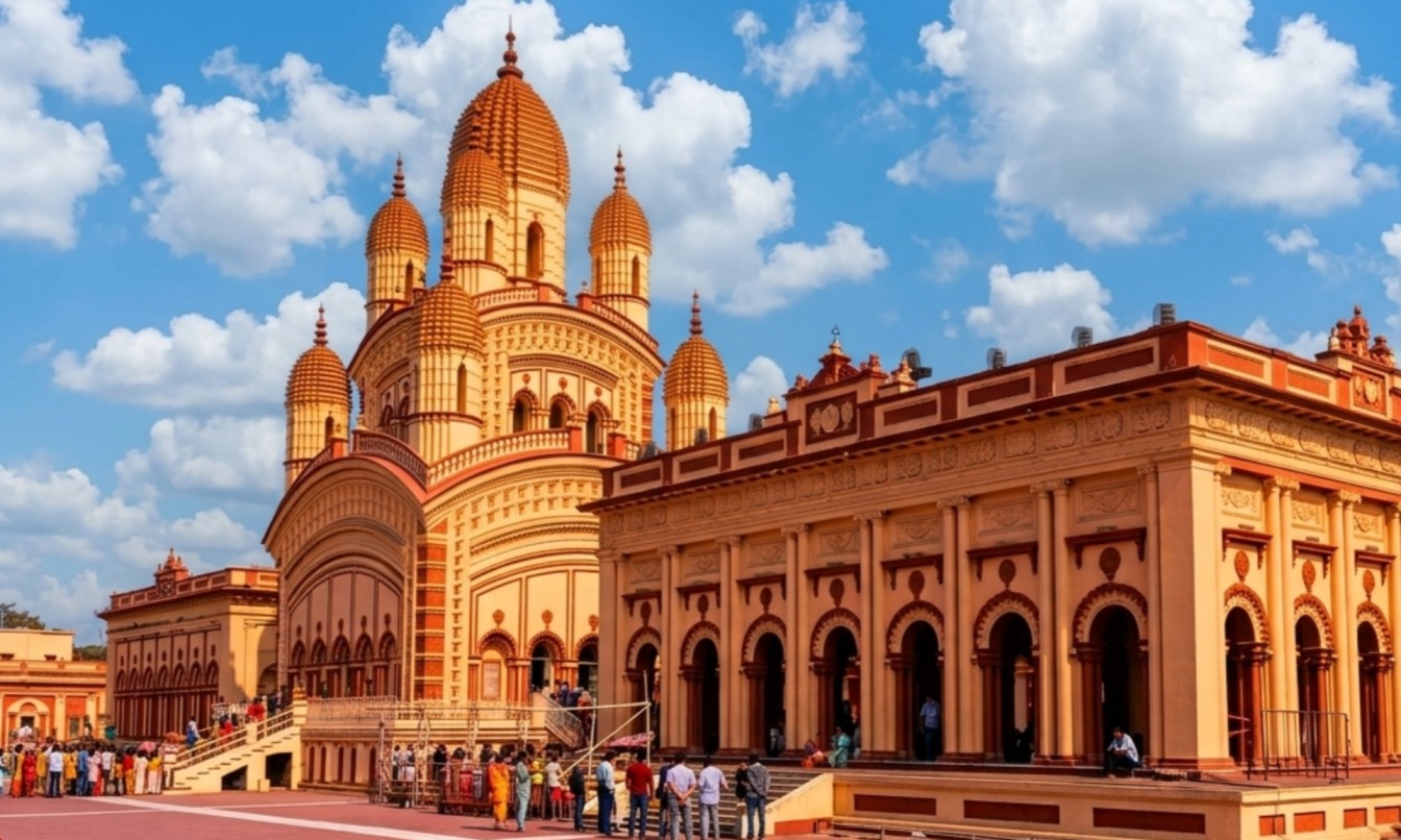 দক্ষিণেশ্বর কালী মন্দির, Dakshineswar Kali Temple, রানী রাসমণি, Rani Rashmoni, ভবতারিণী, Bhavatarini, শ্রীরামকৃষ্ণ পরমহংসদেব, Sri Ramakrishna, গঙ্গা নদী, Hooghly River, নবরত্ন স্থাপত্য, Navaratna architecture, পঞ্চবটী, Panchavati, বারো শিব মন্দির, 12 Shiva Temples